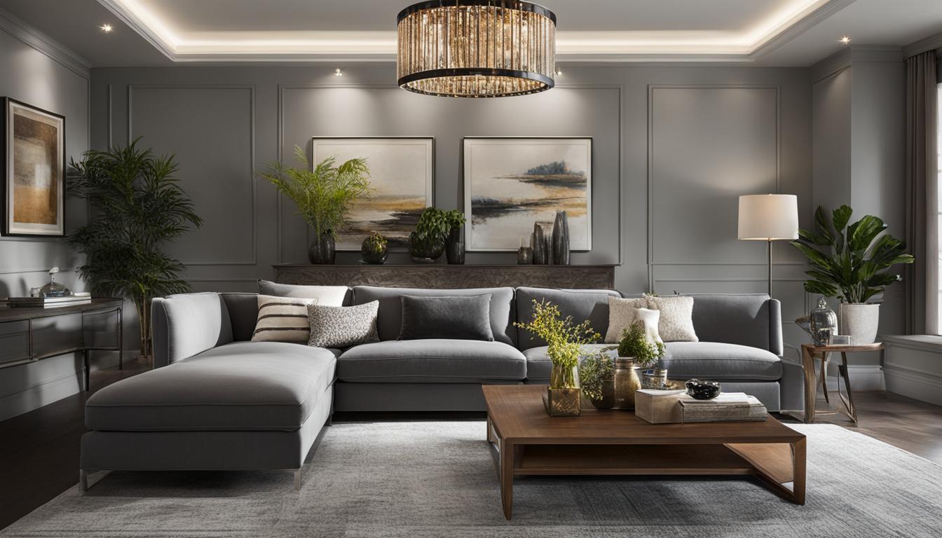 graues sofa dekorieren