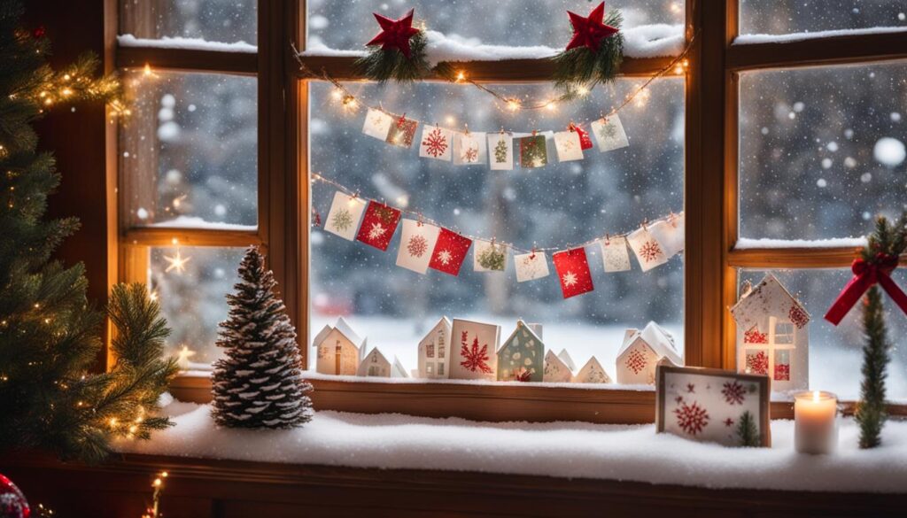 Fensterdeko mit Weihnachtskarten