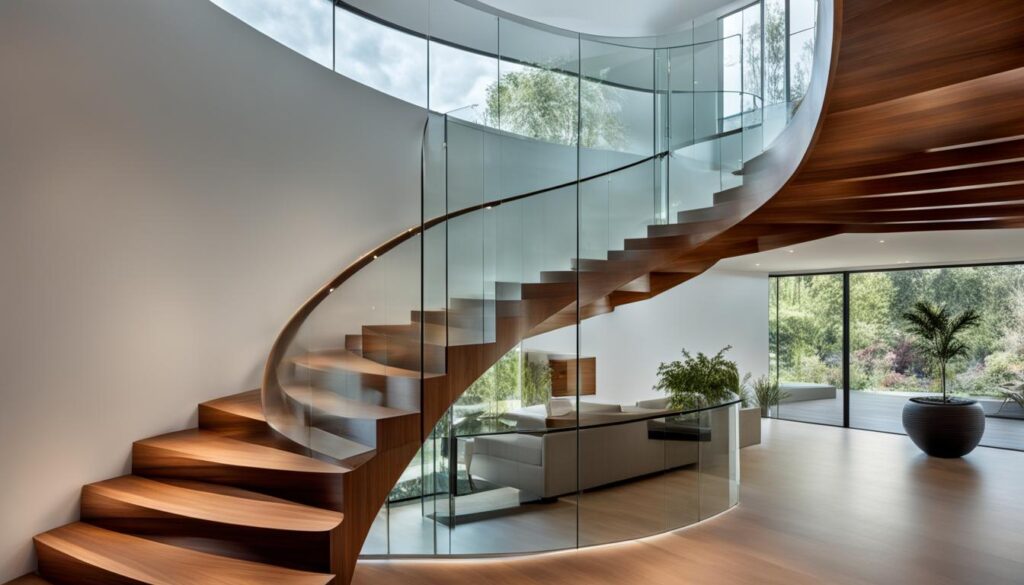 Holz und Glas Treppendesign