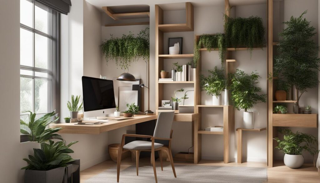 schreibtisch im wohnzimmer